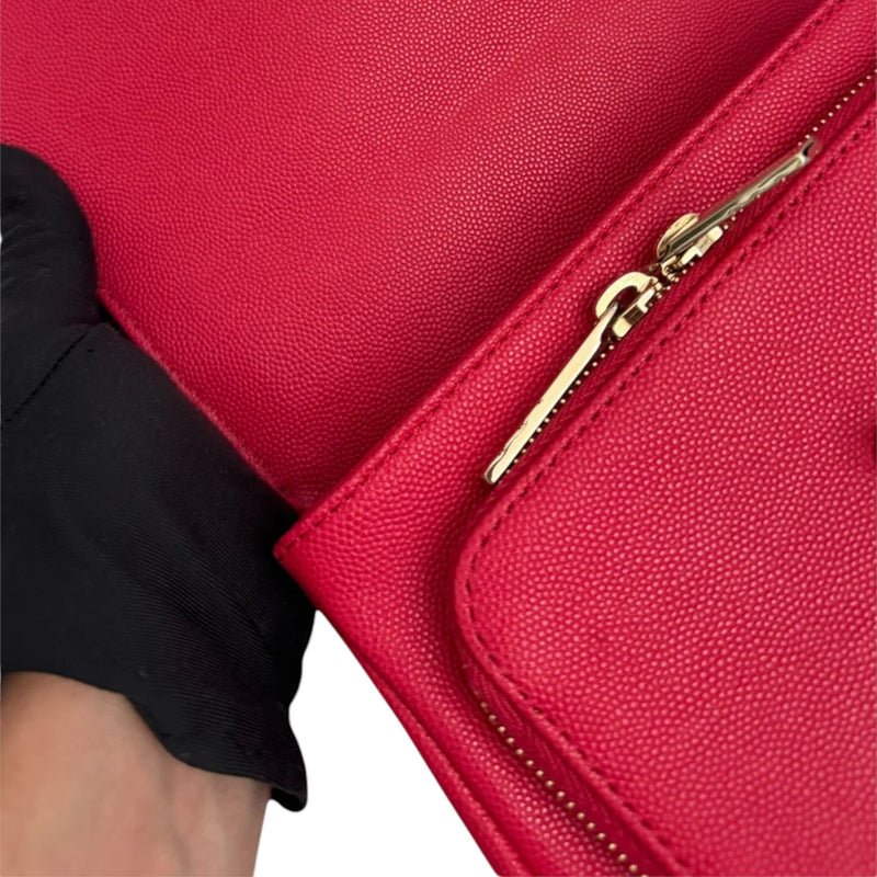 Business Affinity Flap Small Caviar Quilted Red GHW