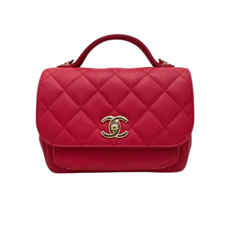 Business Affinity Flap Small Caviar Quilted Red GHW