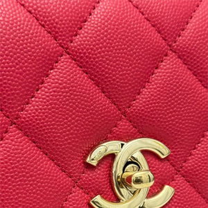 Business Affinity Flap Small Caviar Quilted Red GHW