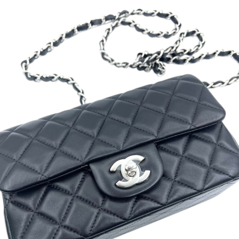 Chanel Rectangular Flap Mini Lambskin Quilted Black SHW