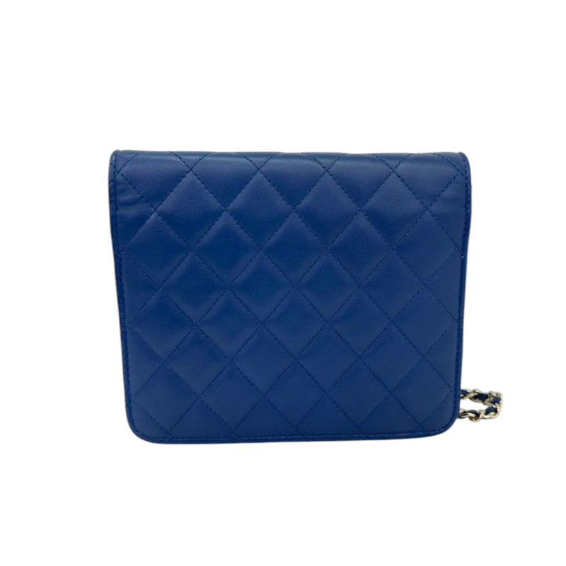 Square Wallet On Chain WOC Lambskin Blue LGHW