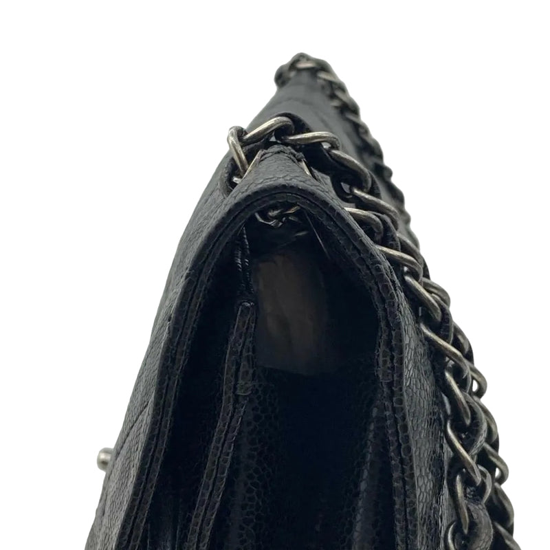 Crumpled Grained Calfskin Jumbo Black RHW