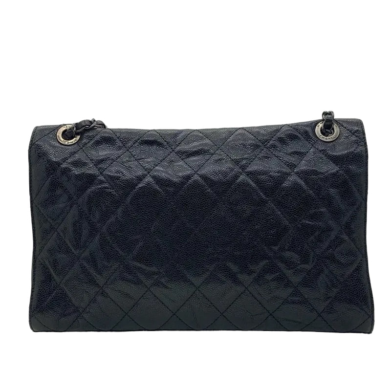 Crumpled Grained Calfskin Jumbo Black RHW