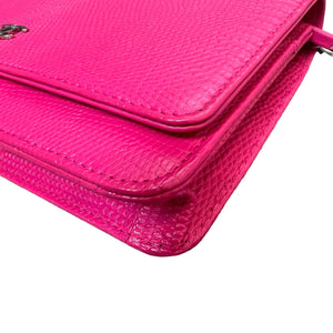 Wallet on Chain WOC Lizard Leather Hot Pink SHW