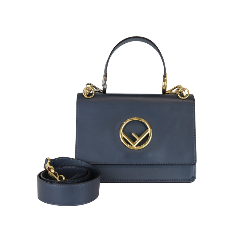 F is Fendi Medium Kan Vitello Century Opaco Blue MHW