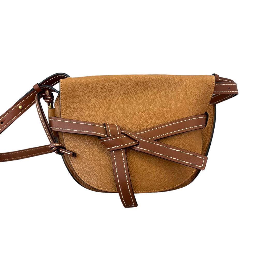 Small Gate Crossbody Grained Calfskin Brown GHW