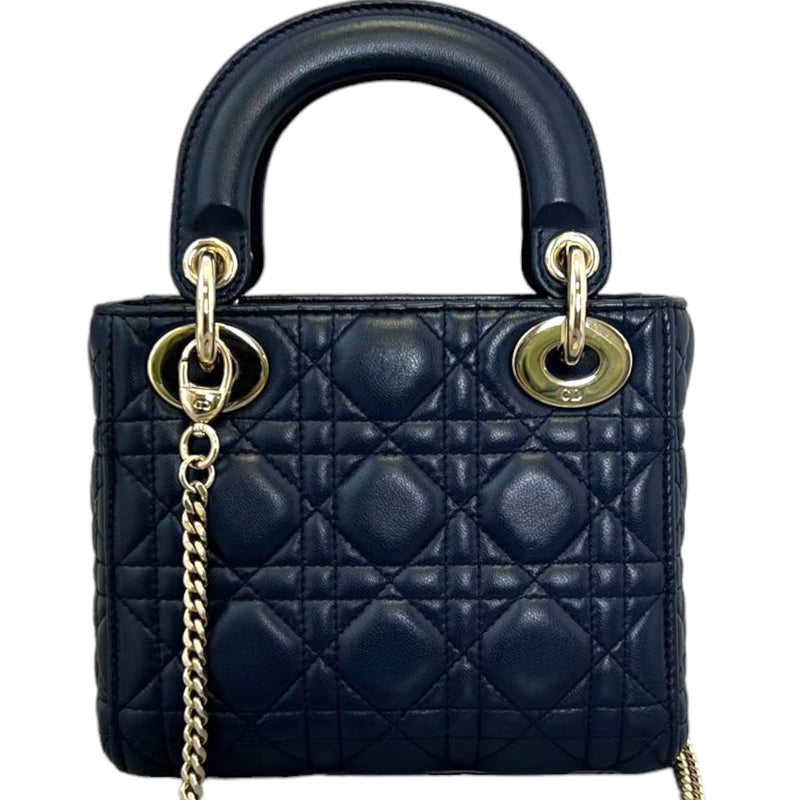 Mini Lady Dior Top Flap Lambskin Cannage Navy GHW