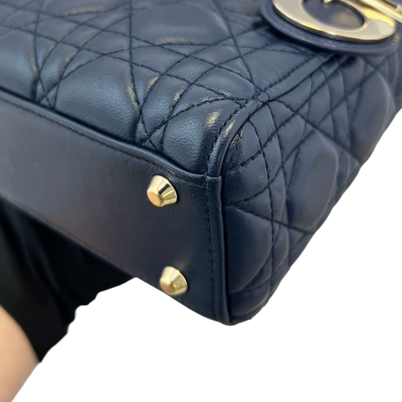 Mini Lady Dior Top Flap Lambskin Cannage Navy GHW