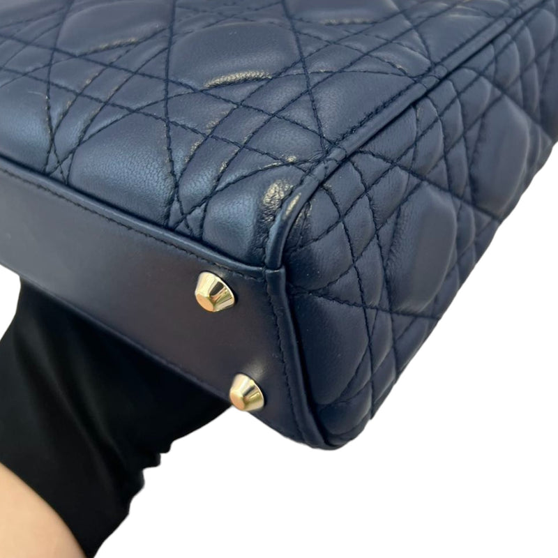 Mini Lady Dior Top Flap Lambskin Cannage Navy GHW