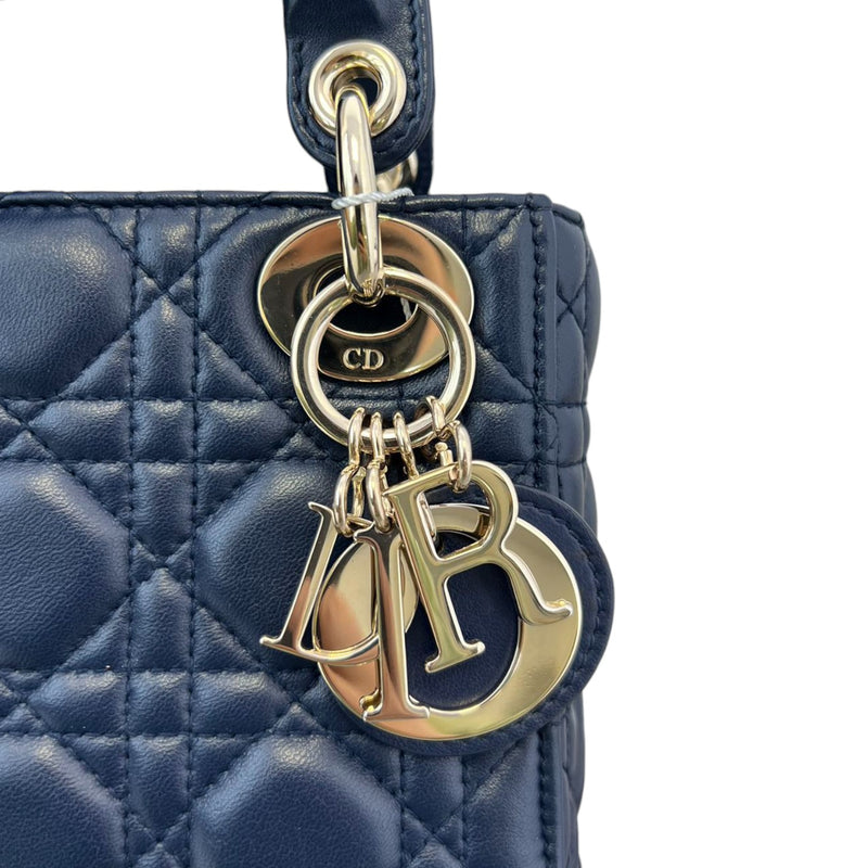 Mini Lady Dior Top Flap Lambskin Cannage Navy GHW