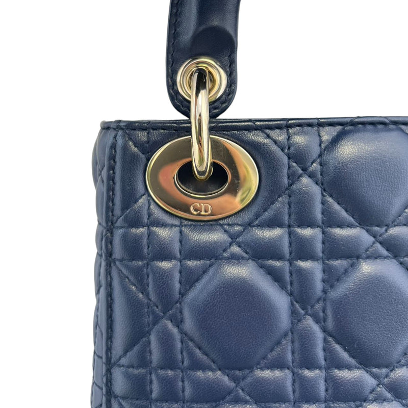 Mini Lady Dior Top Flap Lambskin Cannage Navy GHW