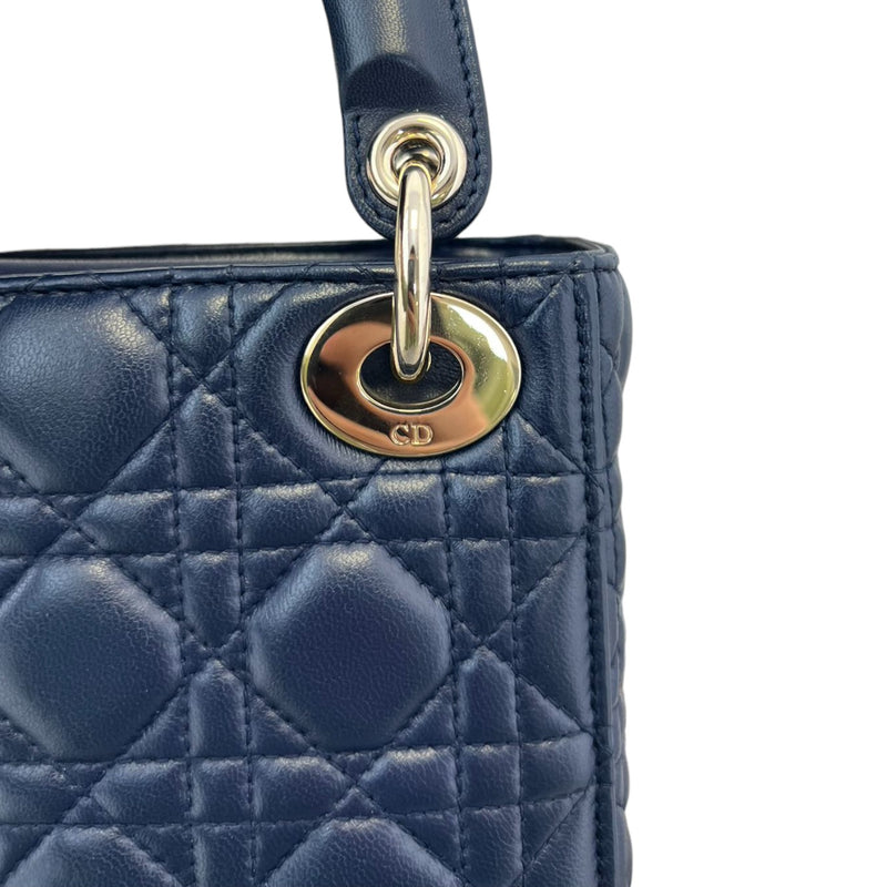 Mini Lady Dior Top Flap Lambskin Cannage Navy GHW