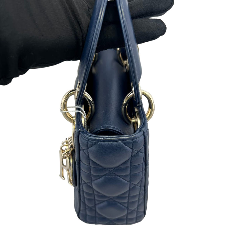 Mini Lady Dior Top Flap Lambskin Cannage Navy GHW