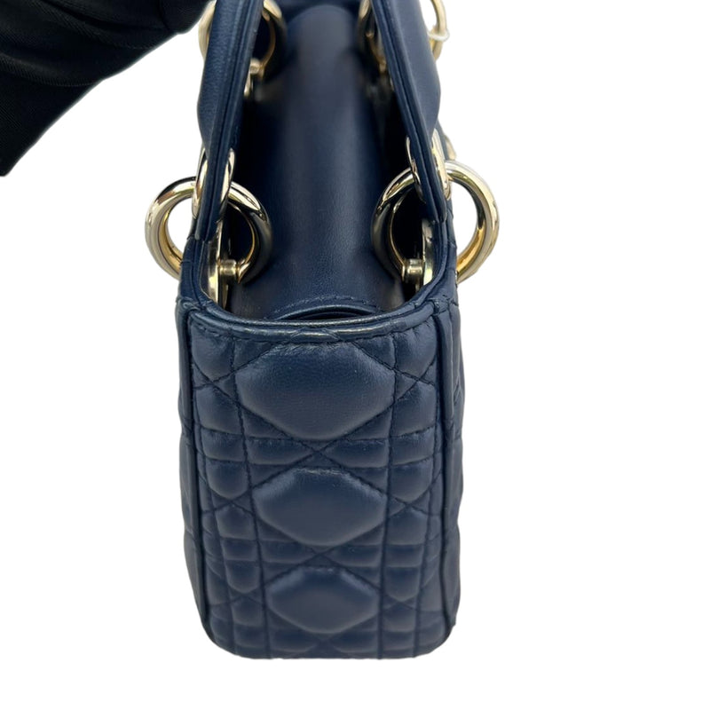 Mini Lady Dior Top Flap Lambskin Cannage Navy GHW