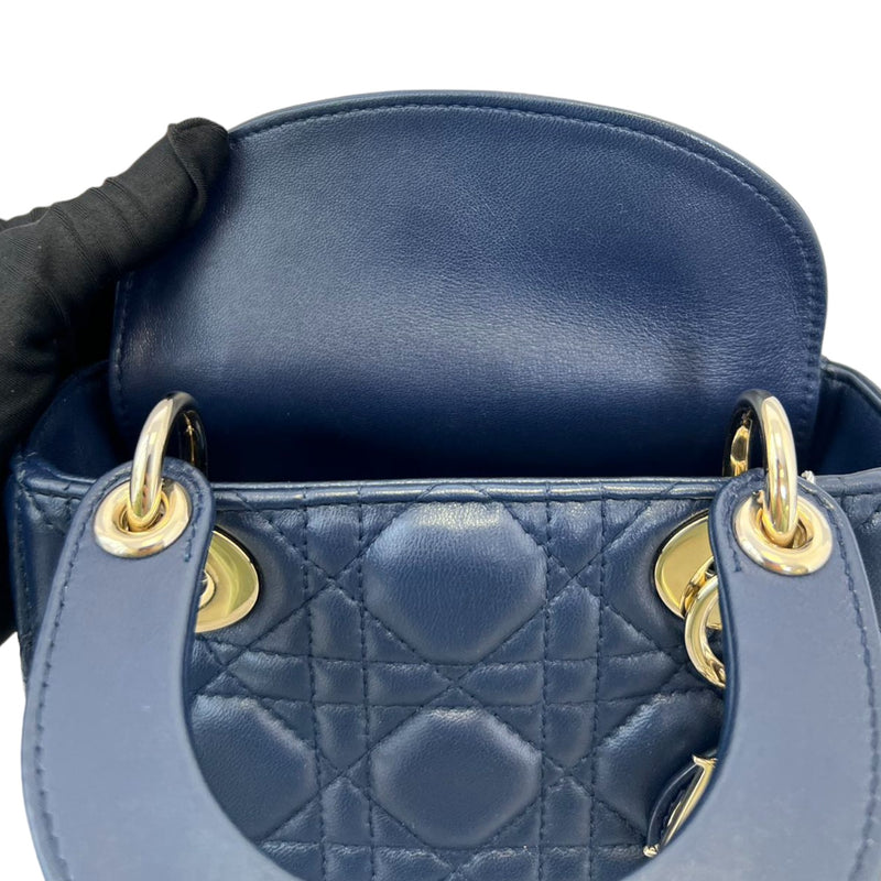 Mini Lady Dior Top Flap Lambskin Cannage Navy GHW