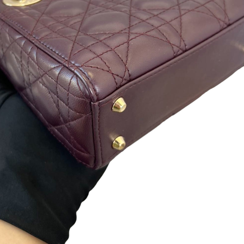 Mini Lady Dior Lambskin Cannage Plum GHW