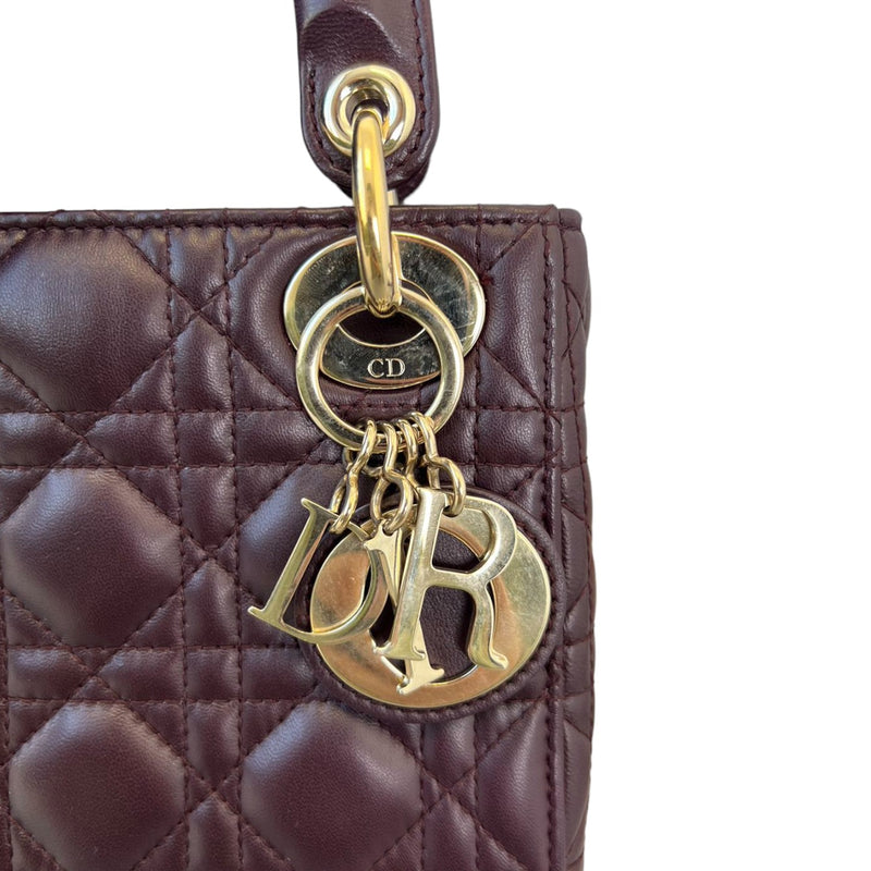 Mini Lady Dior Lambskin Cannage Plum GHW