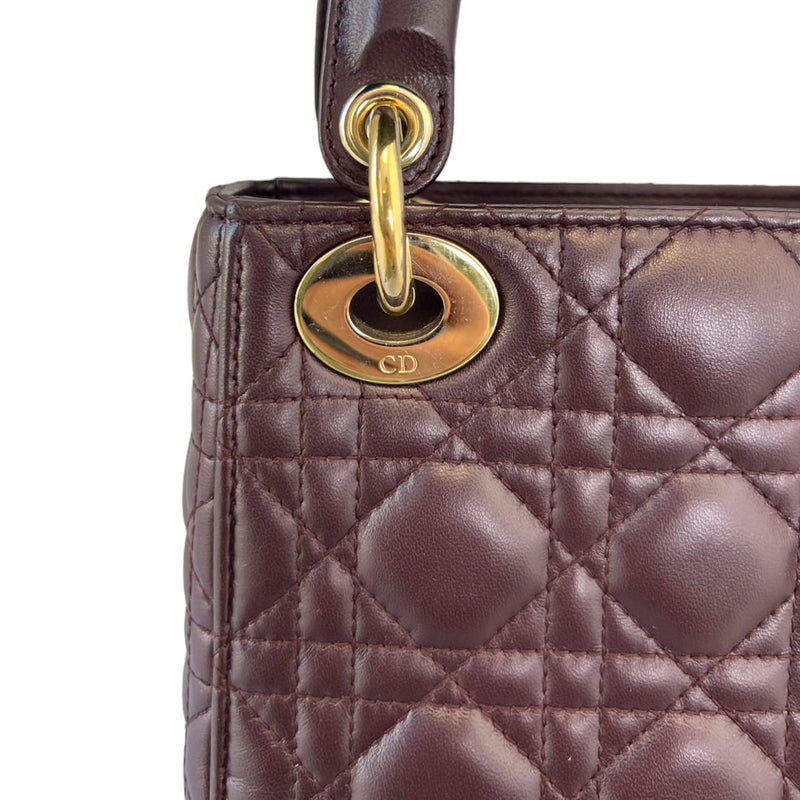 Mini Lady Dior Lambskin Cannage Plum GHW