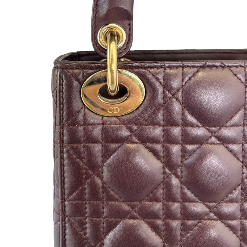 Mini Lady Dior Lambskin Cannage Plum GHW