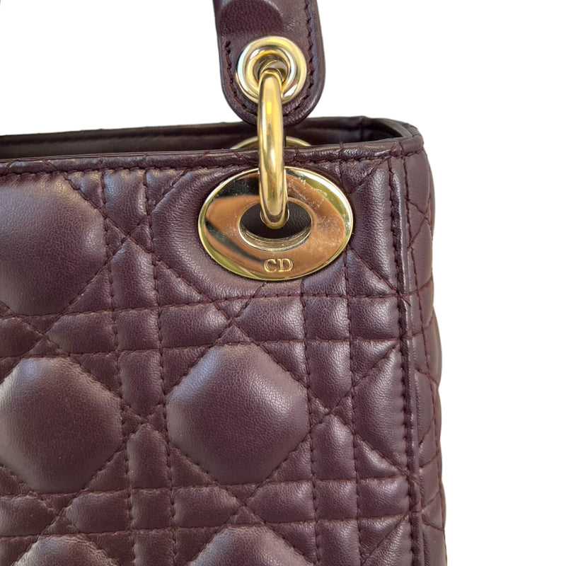 Mini Lady Dior Lambskin Cannage Plum GHW