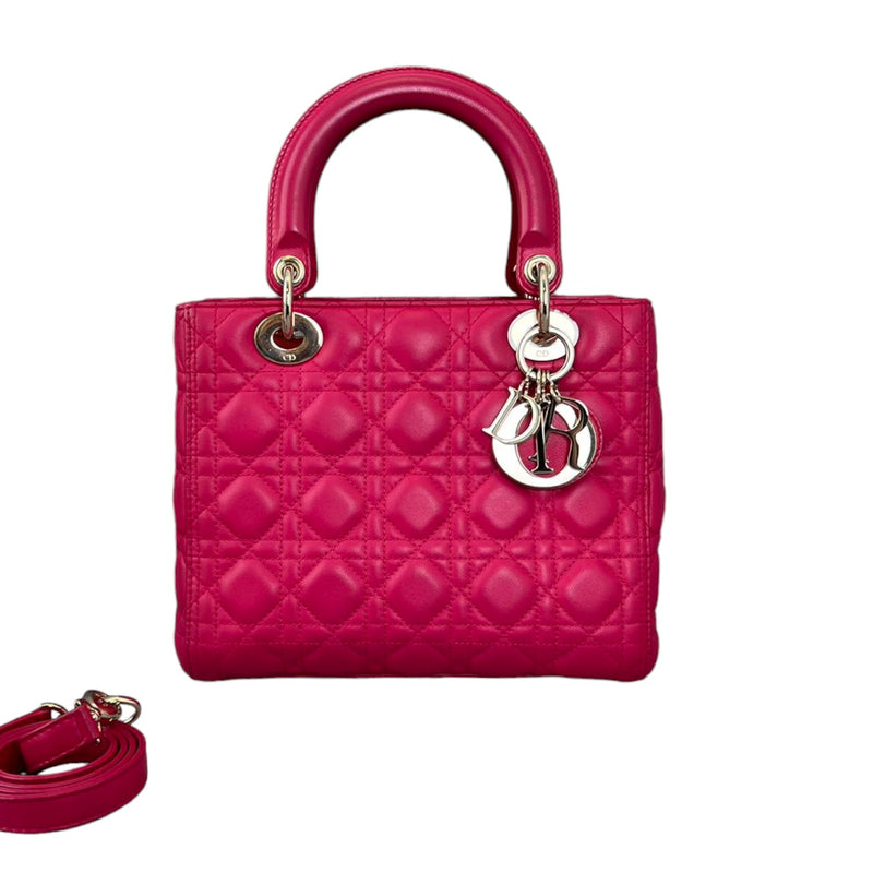 Medium Lady Dior Lambskin Cannage Pink GHW