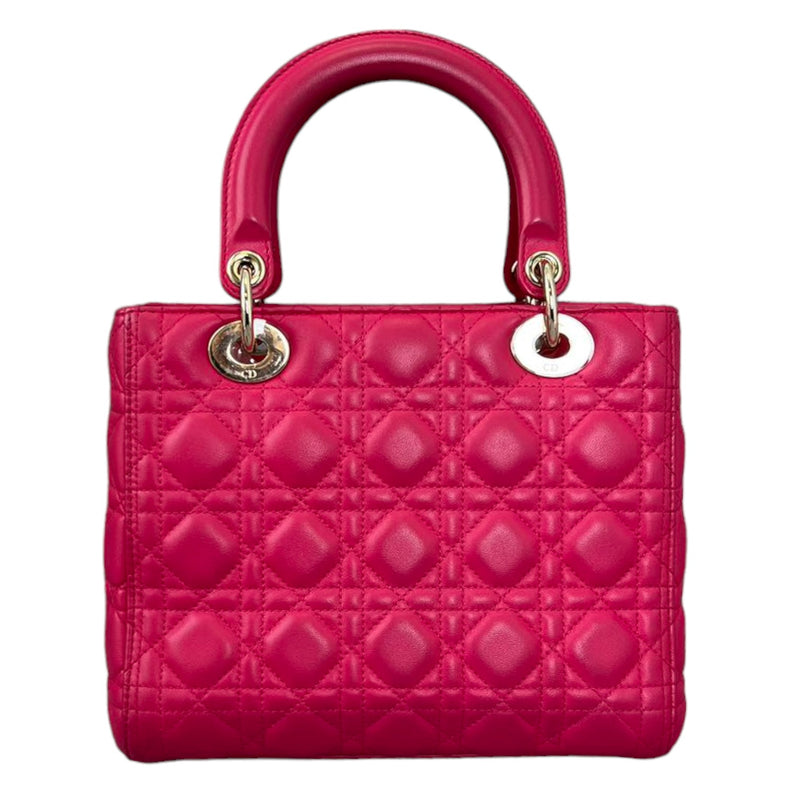 Medium Lady Dior Lambskin Cannage Pink GHW