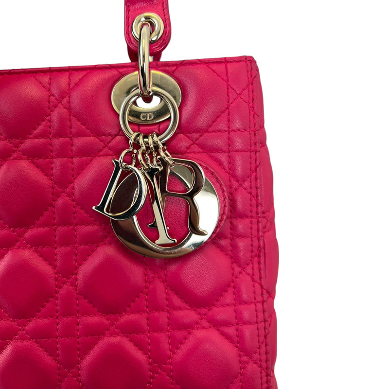 Medium Lady Dior Lambskin Cannage Pink GHW