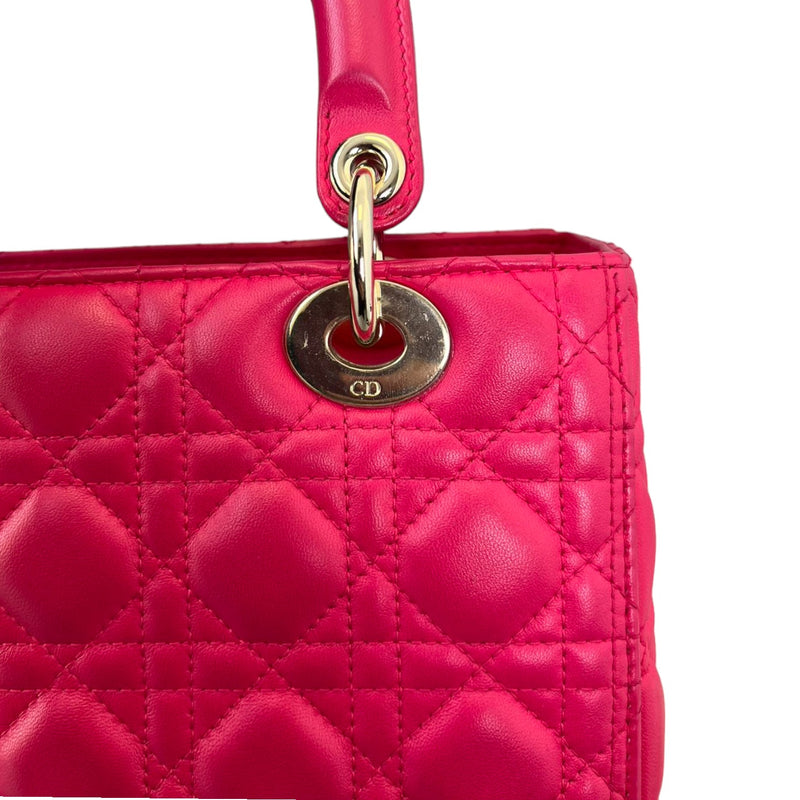 Medium Lady Dior Lambskin Cannage Pink GHW