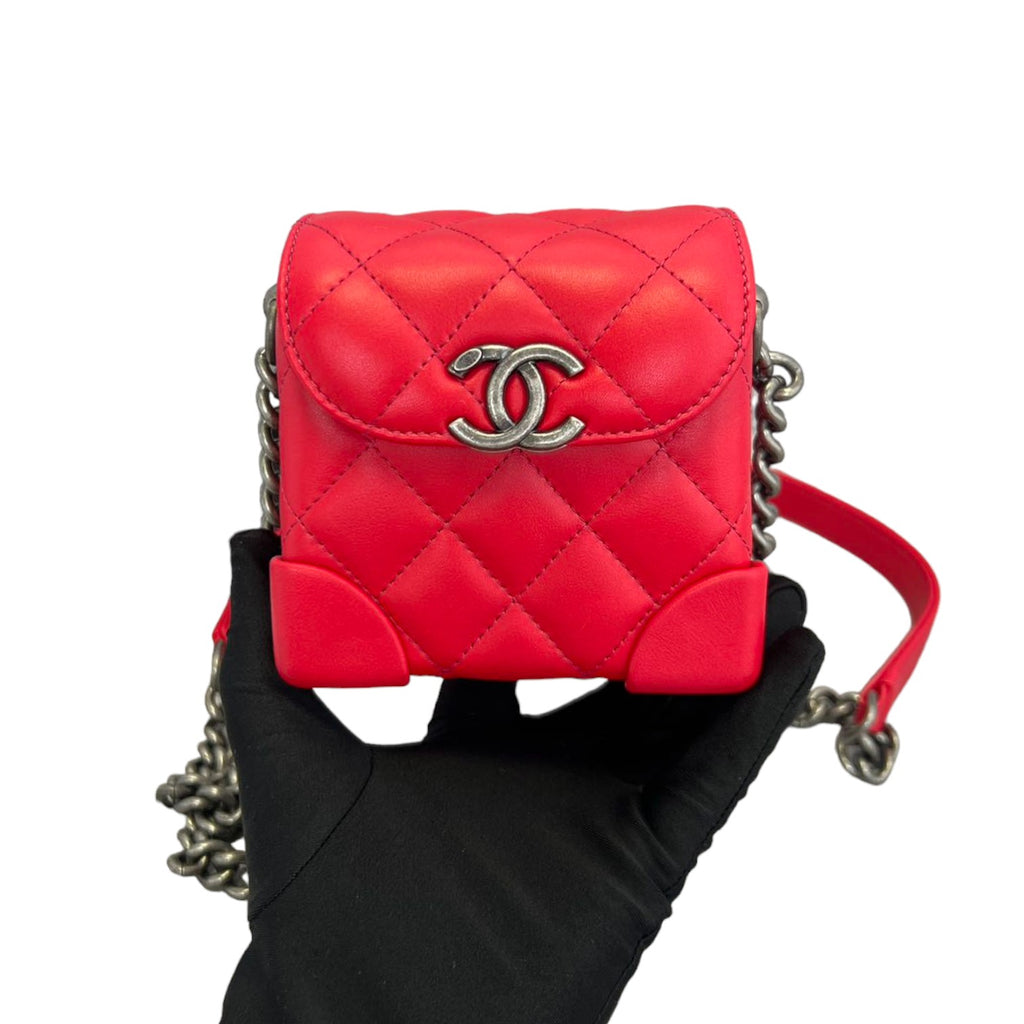 Trunk-Like Mini Shoulder Lambskin Red RHW