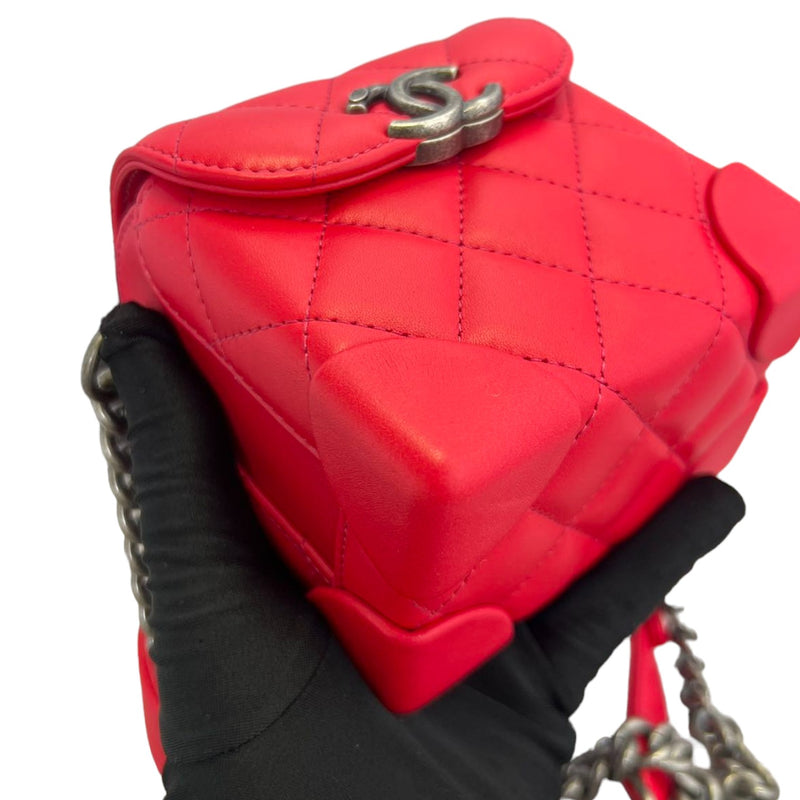 Trunk-Like Mini Shoulder Lambskin Red RHW