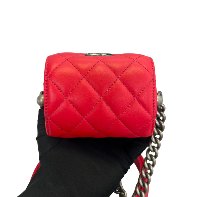 Trunk-Like Mini Shoulder Lambskin Red RHW