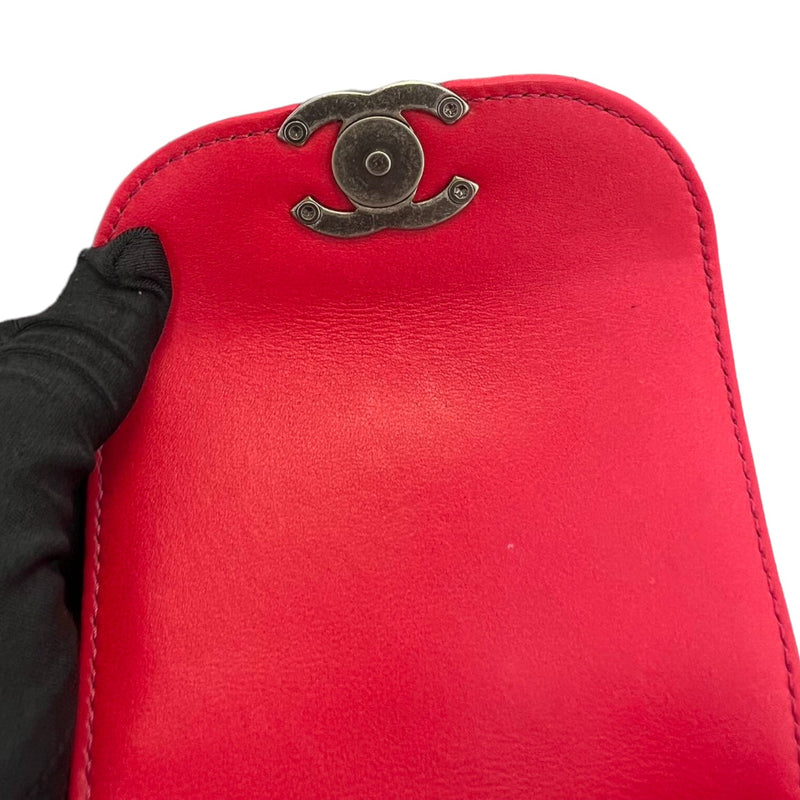 Trunk-Like Mini Shoulder Lambskin Red RHW