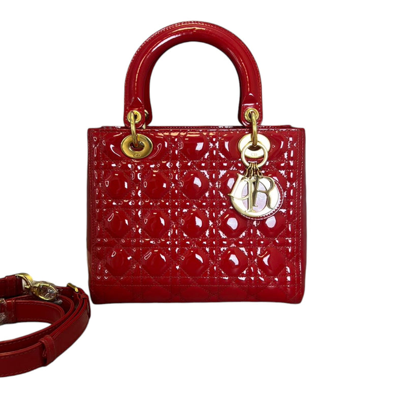 Lady Dior Medium Patent Cannage Red GHW