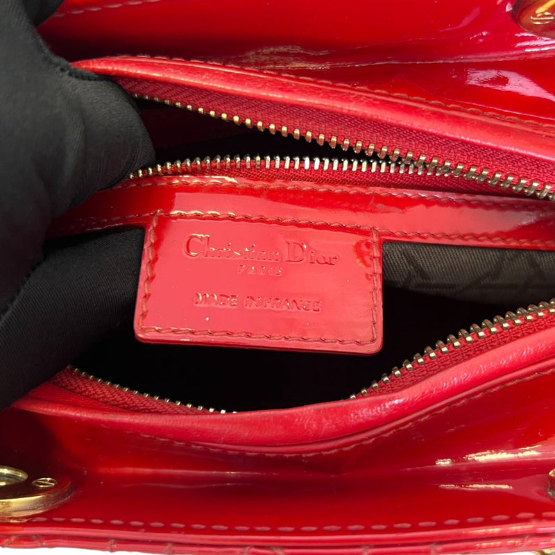 Lady Dior Medium Patent Cannage Red GHW