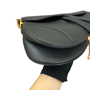 Saddle Bag Medium Grained Calfskin Black GHW