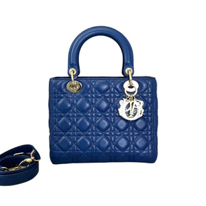 Lady Dior Medium Lambskin Blue GHW