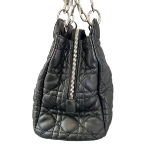 Soft Zipped Tote Small Cannage Quilted Black SHW