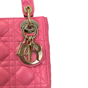 Lady Dior Mini Lambskin Cannage Pink GHW