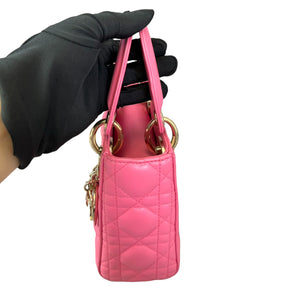 Lady Dior Mini Lambskin Cannage Pink GHW