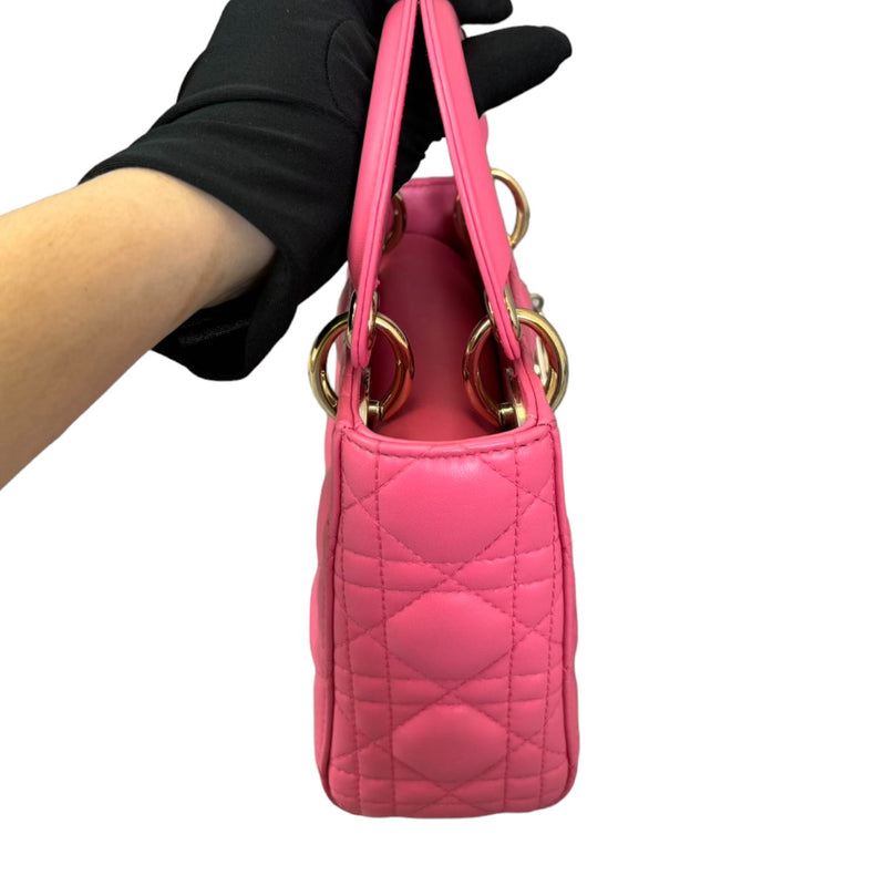 Lady Dior Mini Lambskin Cannage Pink GHW