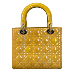 Lady Dior Medium Metallic Patent Yellow GHW