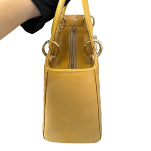 Lady Dior Medium Metallic Patent Yellow GHW