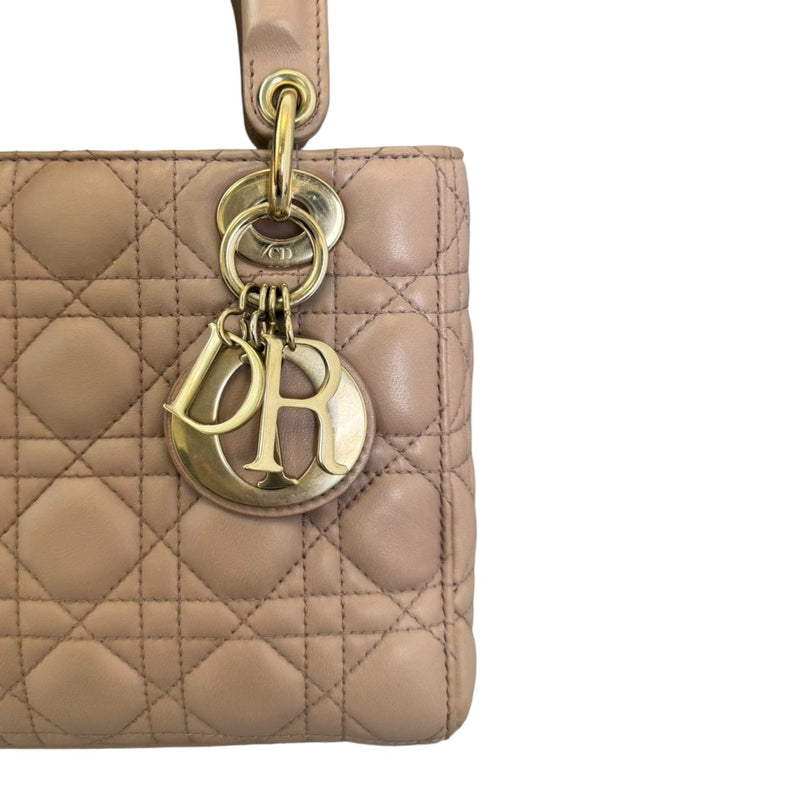 Lucky Badges My Lady Dior Small Lambskin Cannage Beige GHW