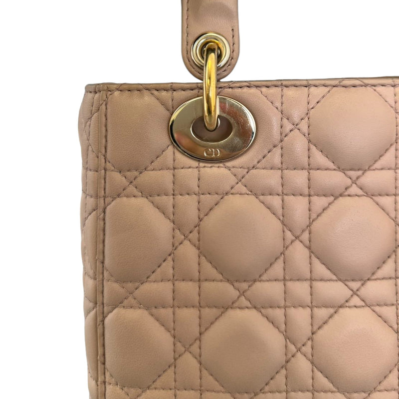 Lucky Badges My Lady Dior Small Lambskin Cannage Beige GHW