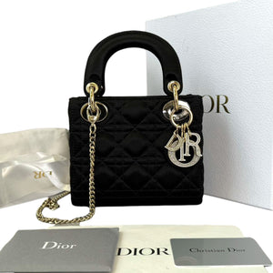 Lady Dior Mini Velvet Black Gemstone GHW