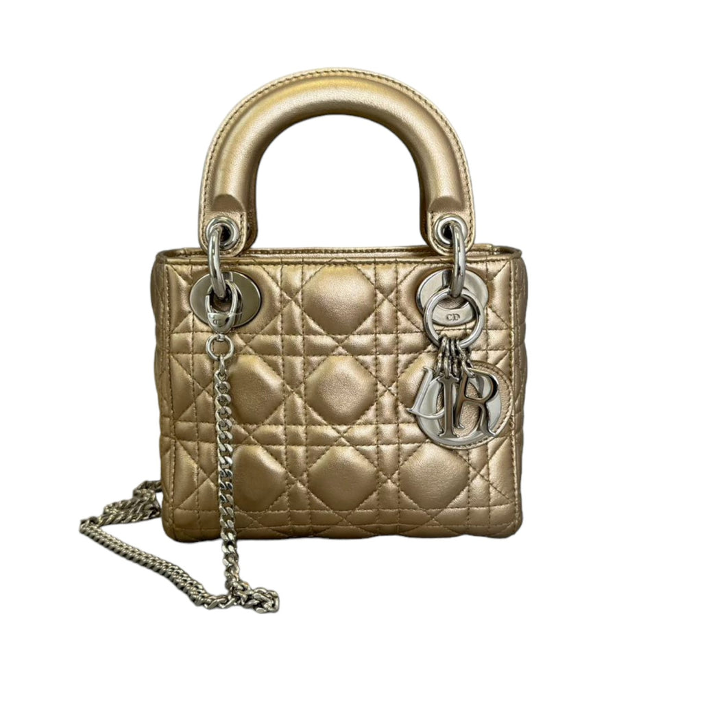 Lady Dior Mini Metallic Lambskin Gold SHW