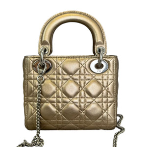 Lady Dior Mini Metallic Lambskin Gold SHW