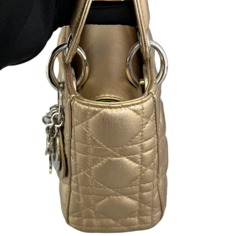 Lady Dior Mini Metallic Lambskin Gold SHW