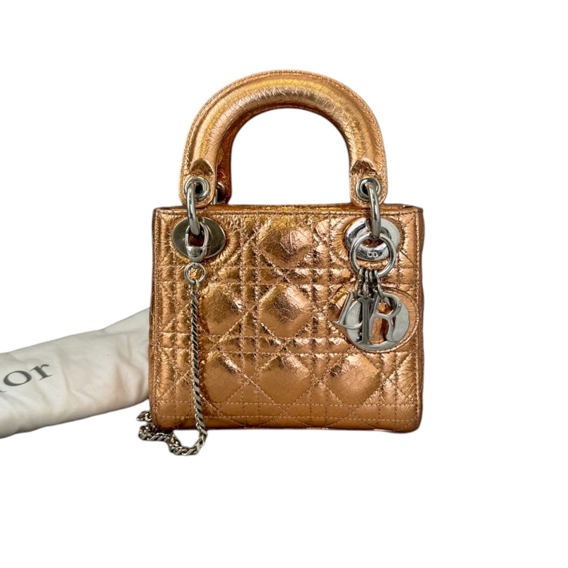 Lady Dior Mini Metallic Cannage Copper SHW