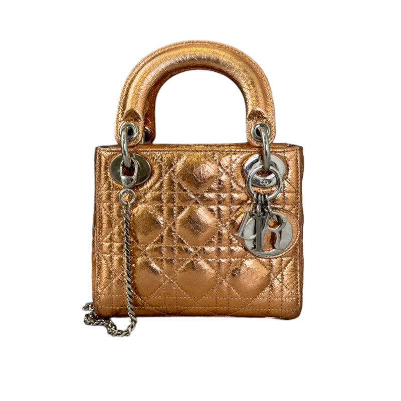 Lady Dior Mini Metallic Cannage Copper SHW